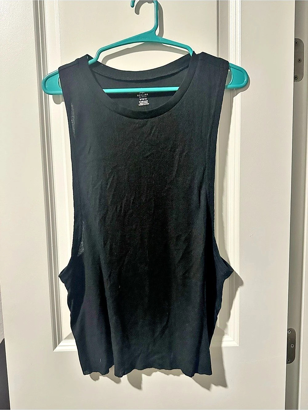 Offline by Aerie Seamless Ribbed Tank Top Black Medium